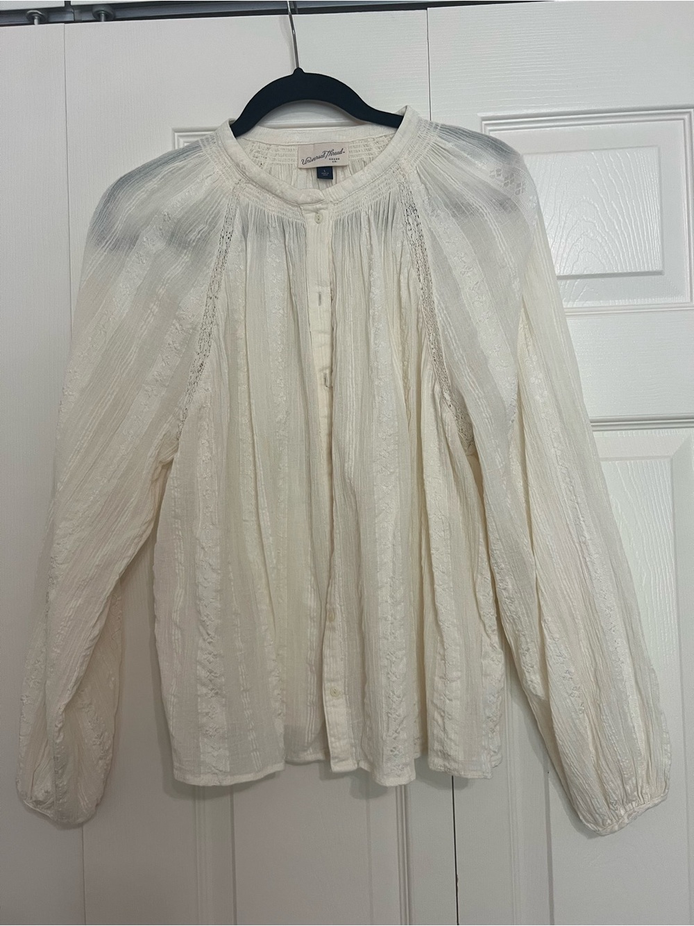 Universal Thread Cream Button-Front Peasant Blouse